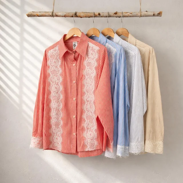 Camisa Padua Rayas con puntilla