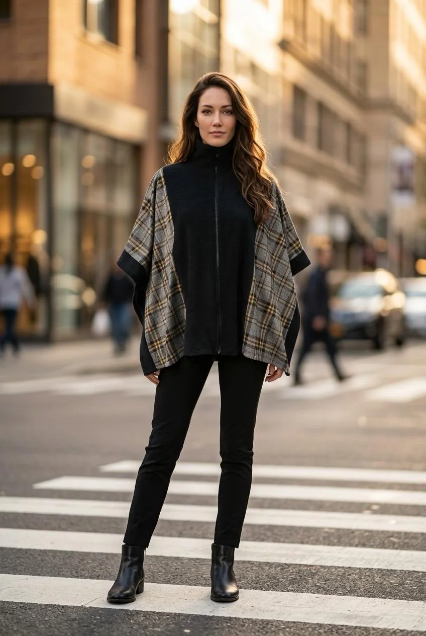 Poncho con cierre Escocia