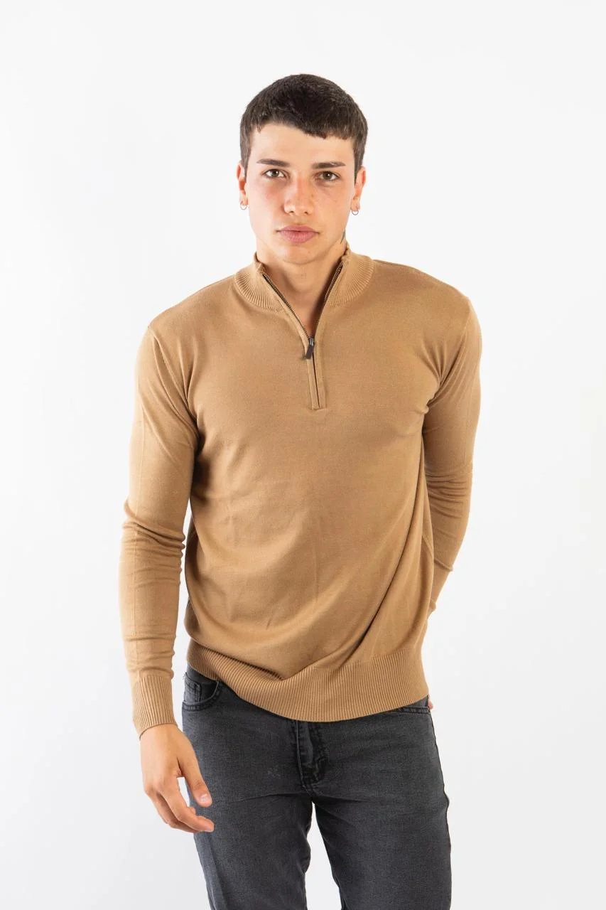 90820 - SWEATER MEDIO CIERRE TRAMADO