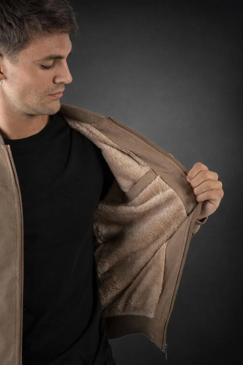 91131 - CAMPERA BOMBER DE GAMUZA CON PIEL