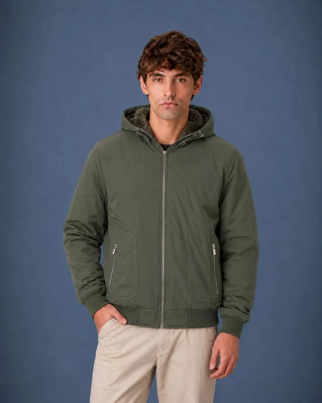 91142 - CAMPERA CON PIEL Y CAPUCHA