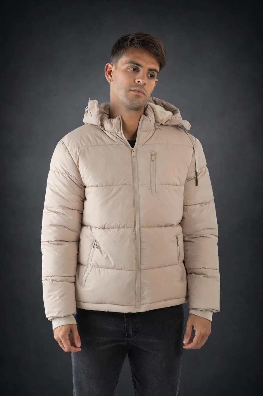 90190 - PUFFER CON PIEL Y CAPUCHA C/CIERRE PECHO