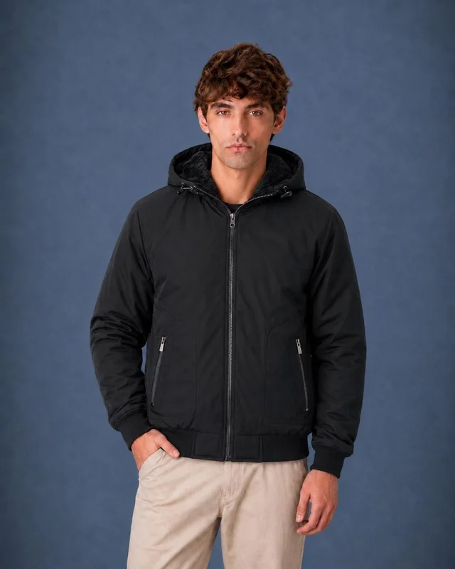 91142 - CAMPERA CON PIEL Y CAPUCHA