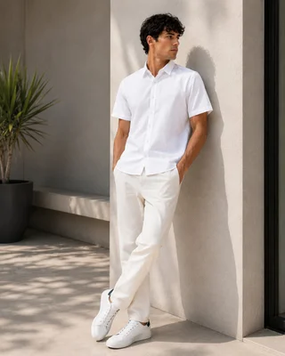 91607 - CAMISA LINO IMP. MANGA CORTA - Vista 2