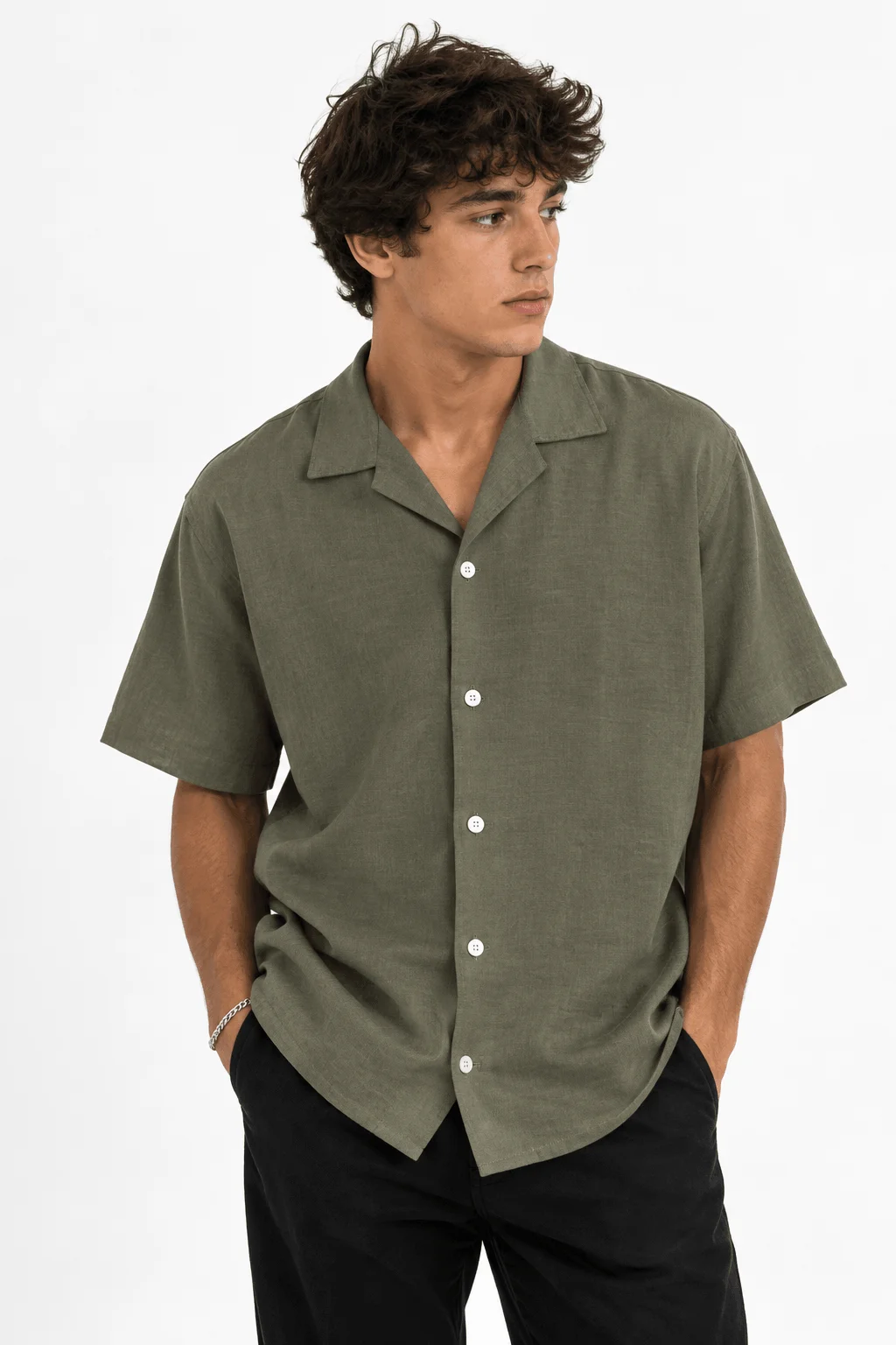 91602 - CAMISA LINO C/BOTONES MANGA CORTA
