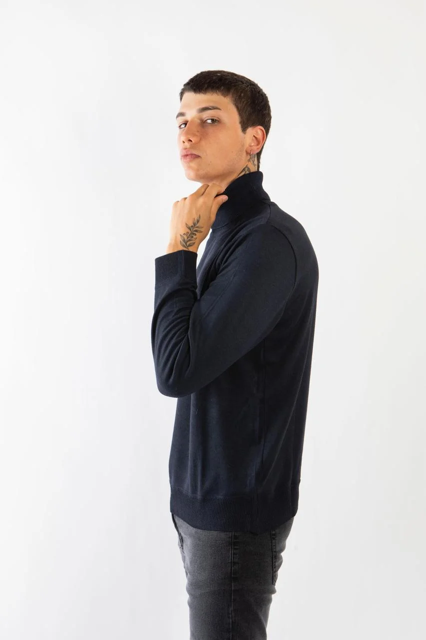90820 - SWEATER MEDIO CIERRE TRAMADO