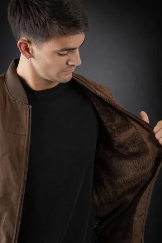 91131 - CAMPERA BOMBER DE GAMUZA CON PIEL - Vista 6