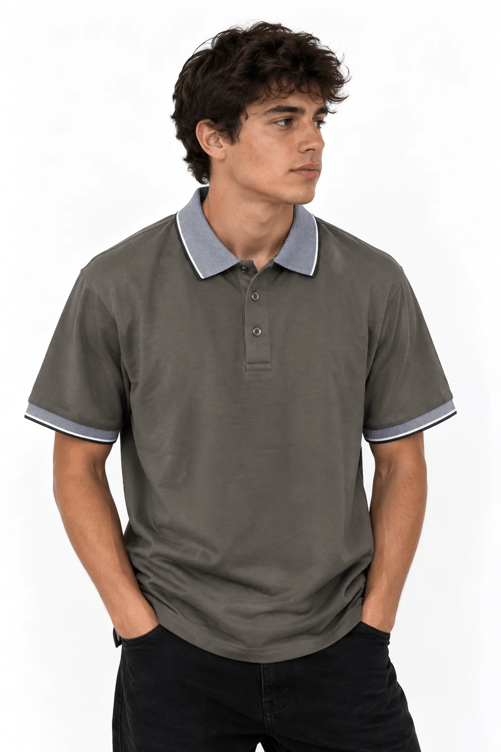 90542 - CHOMBA ALG.C/CUELLO COMB.IMP.LOGO BORD