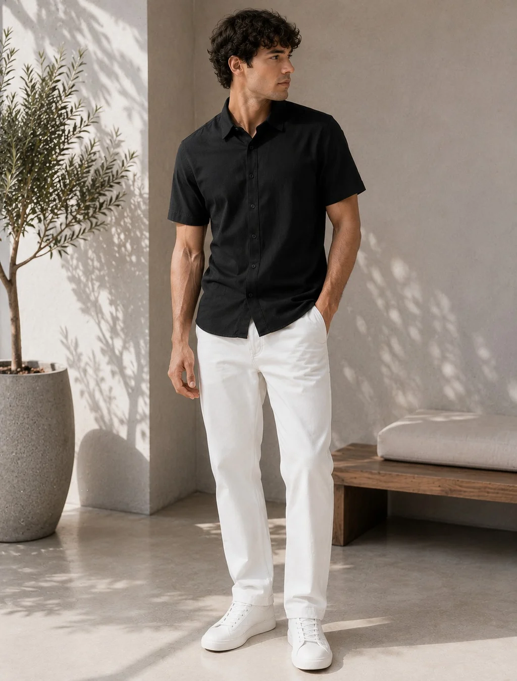 91607 - CAMISA LINO IMP. MANGA CORTA