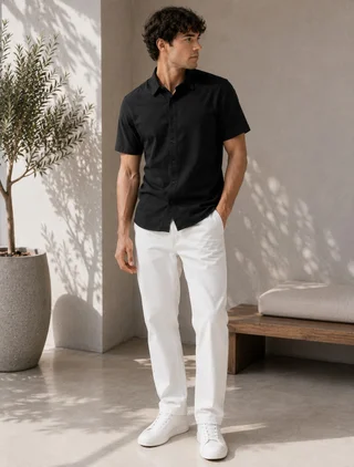 91607 - CAMISA LINO IMP. MANGA CORTA - Vista 4