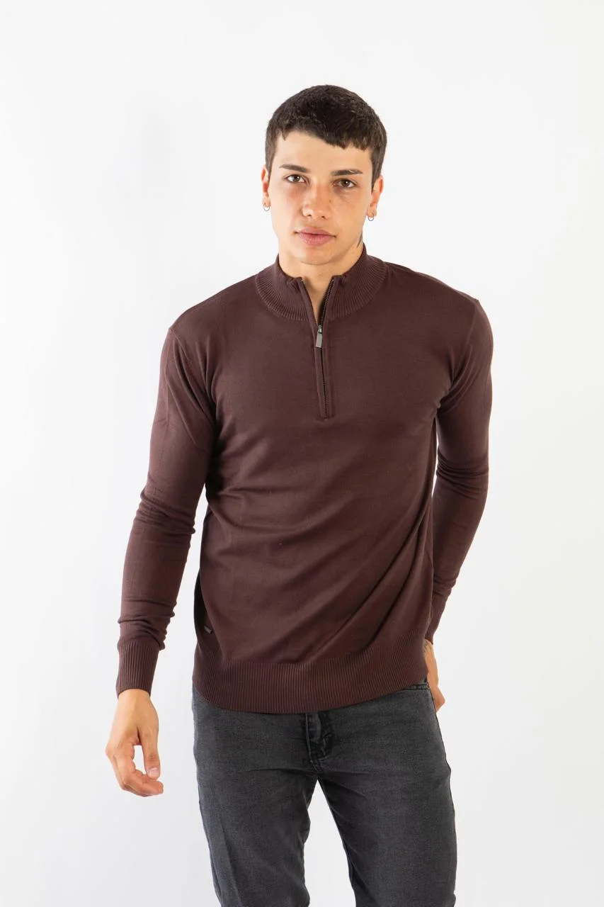 90820 - SWEATER MEDIO CIERRE TRAMADO