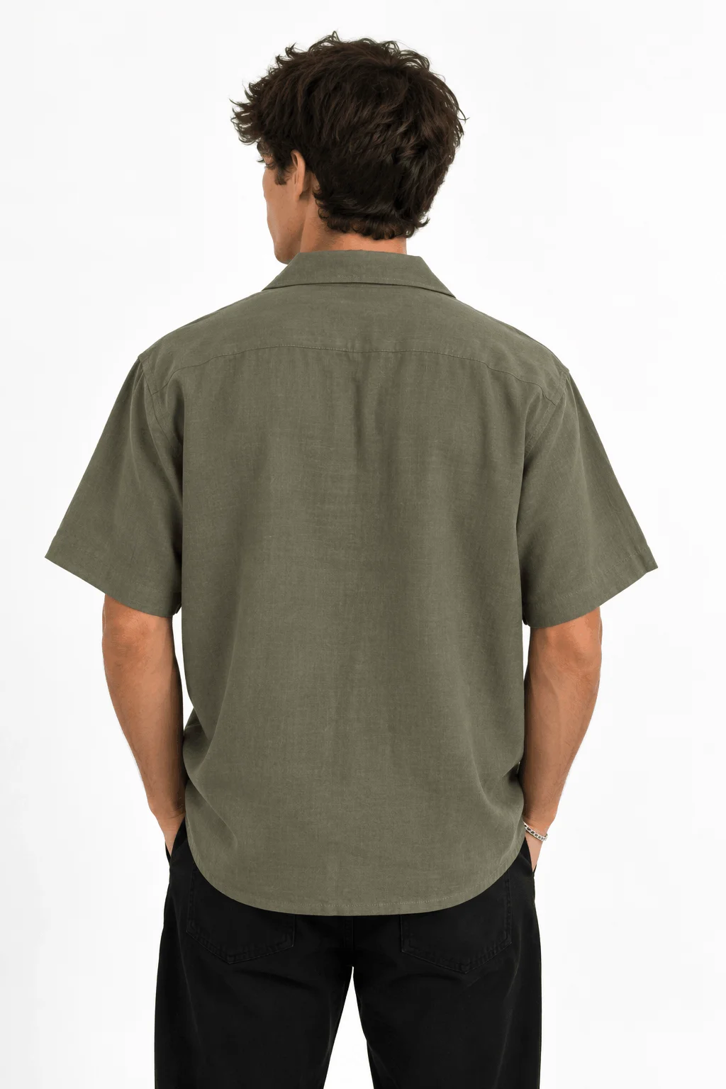 91602 - CAMISA LINO C/BOTONES MANGA CORTA