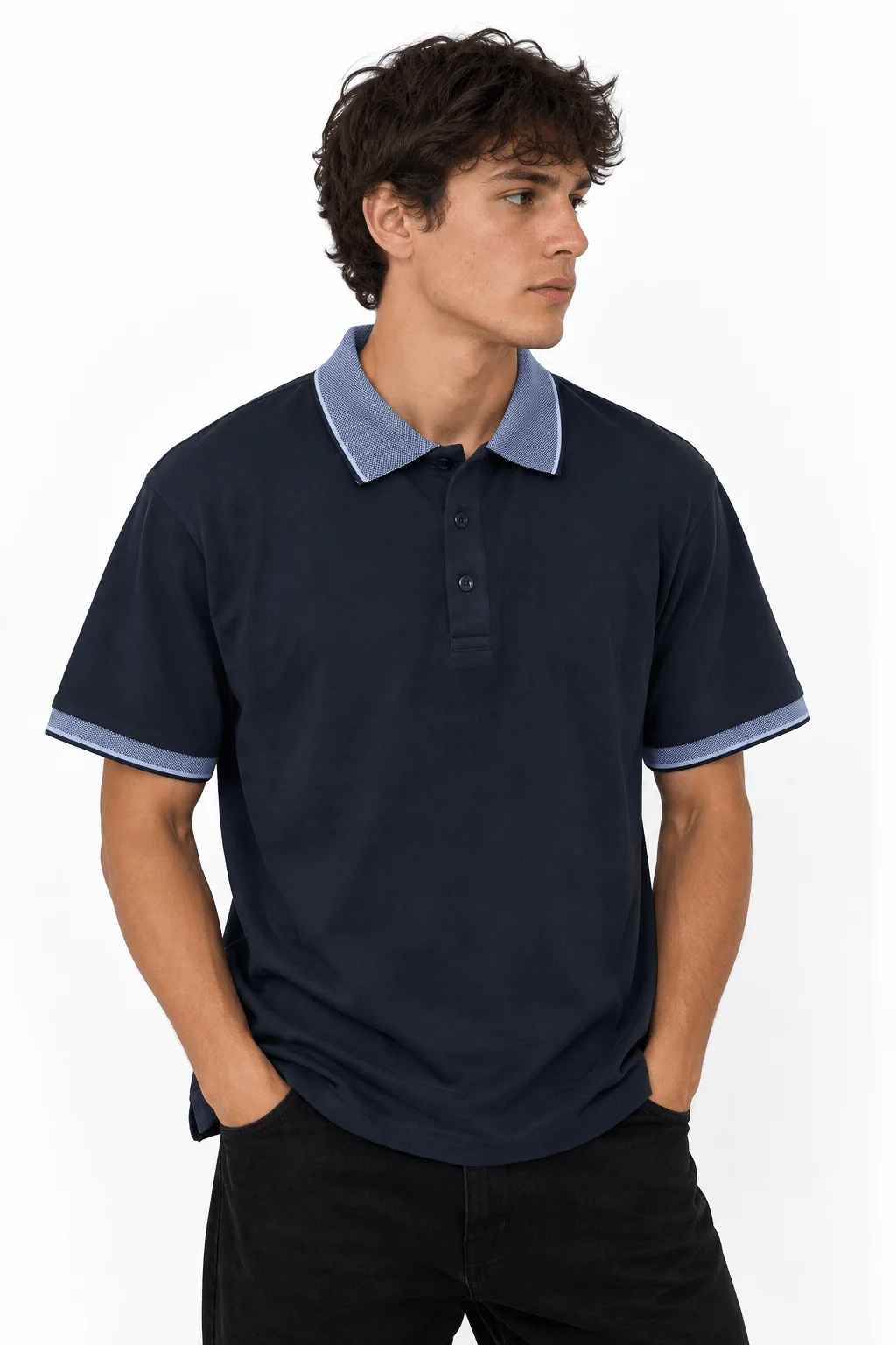 90542 - CHOMBA ALG.C/CUELLO COMB.IMP.LOGO BORD