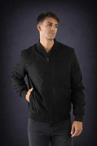 91131 - CAMPERA BOMBER DE GAMUZA CON PIEL - Vista 1