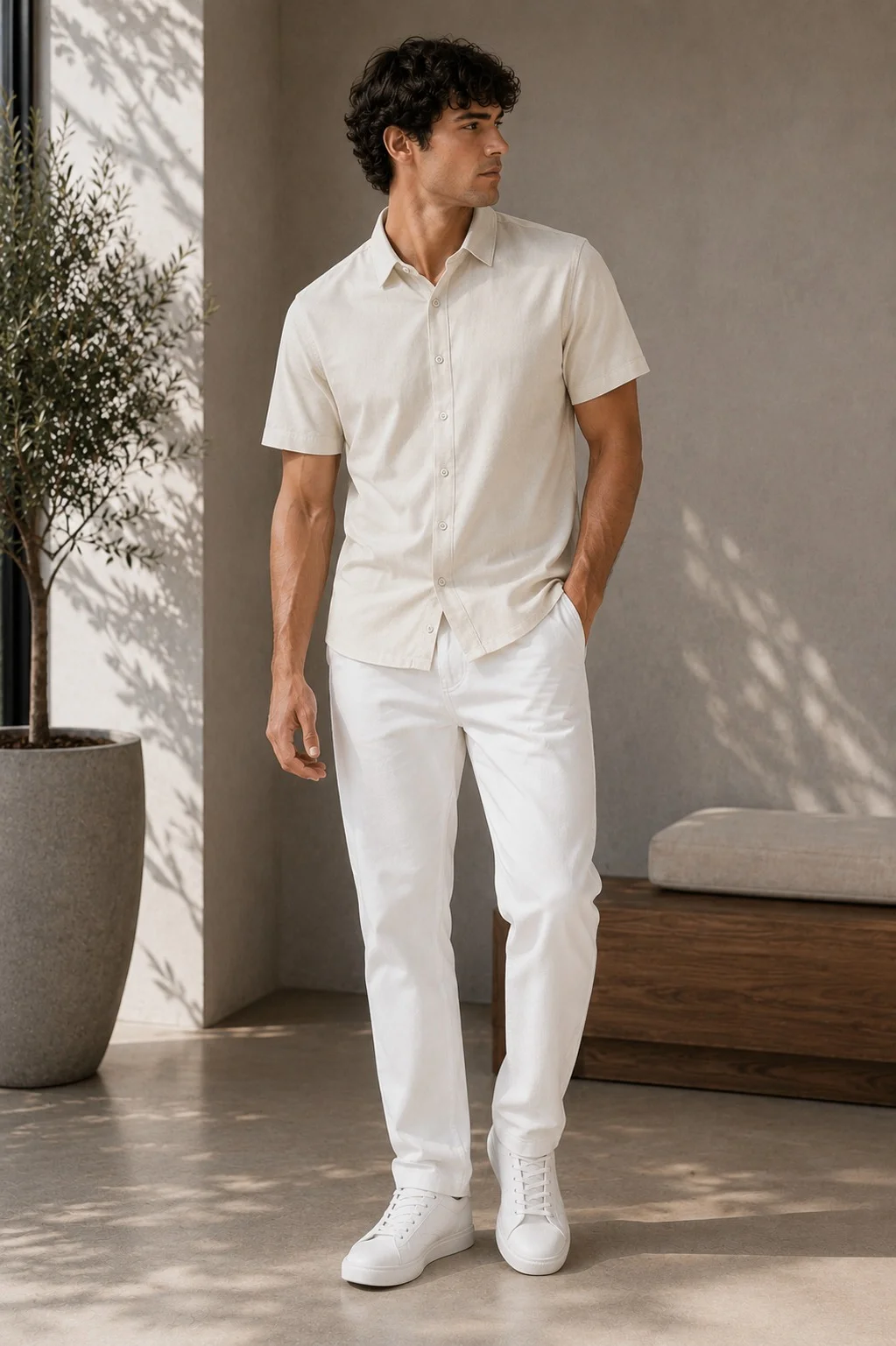 91607 - CAMISA LINO IMP. MANGA CORTA