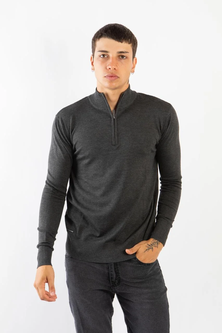 90820 - SWEATER MEDIO CIERRE TRAMADO