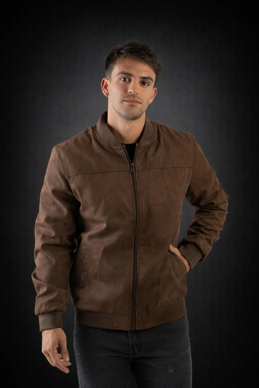 91131 - CAMPERA BOMBER DE GAMUZA CON PIEL