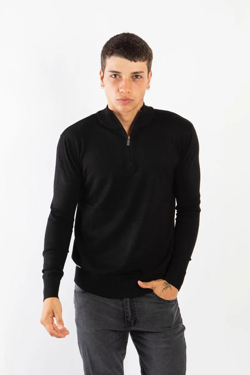 90820 - SWEATER MEDIO CIERRE TRAMADO