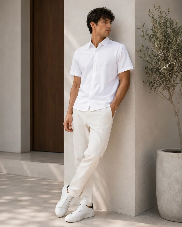 91607 - CAMISA LINO IMP. MANGA CORTA