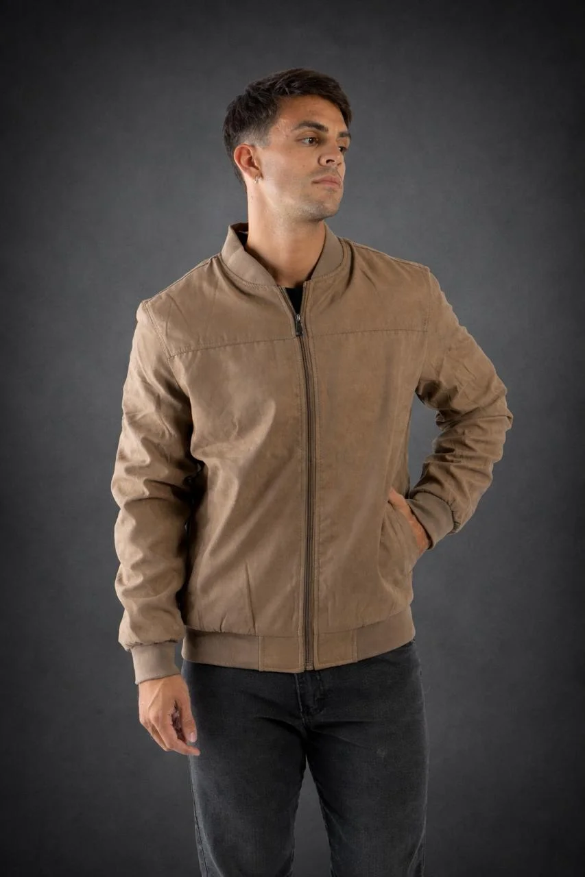 91131 - CAMPERA BOMBER DE GAMUZA CON PIEL