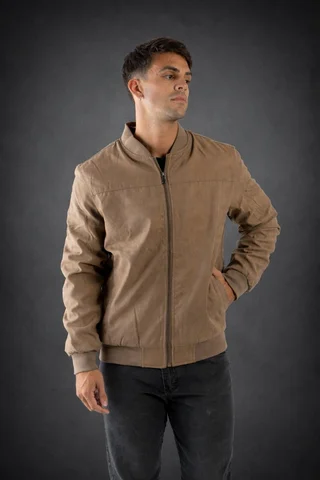 91131 - CAMPERA BOMBER DE GAMUZA CON PIEL - Vista 3