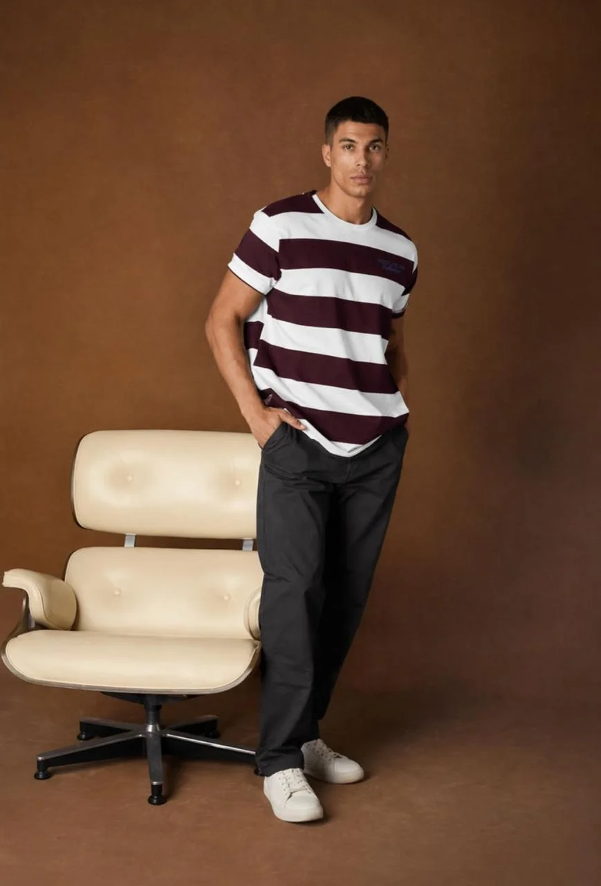85404 - REMERA RAYADA ANCHA DOBLE EST.
