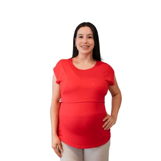 REMERA MODAL ELATIZADO CON RECORTE PARA AMAMANTAR Y DETALLE EN MANGA  - Vista 5
