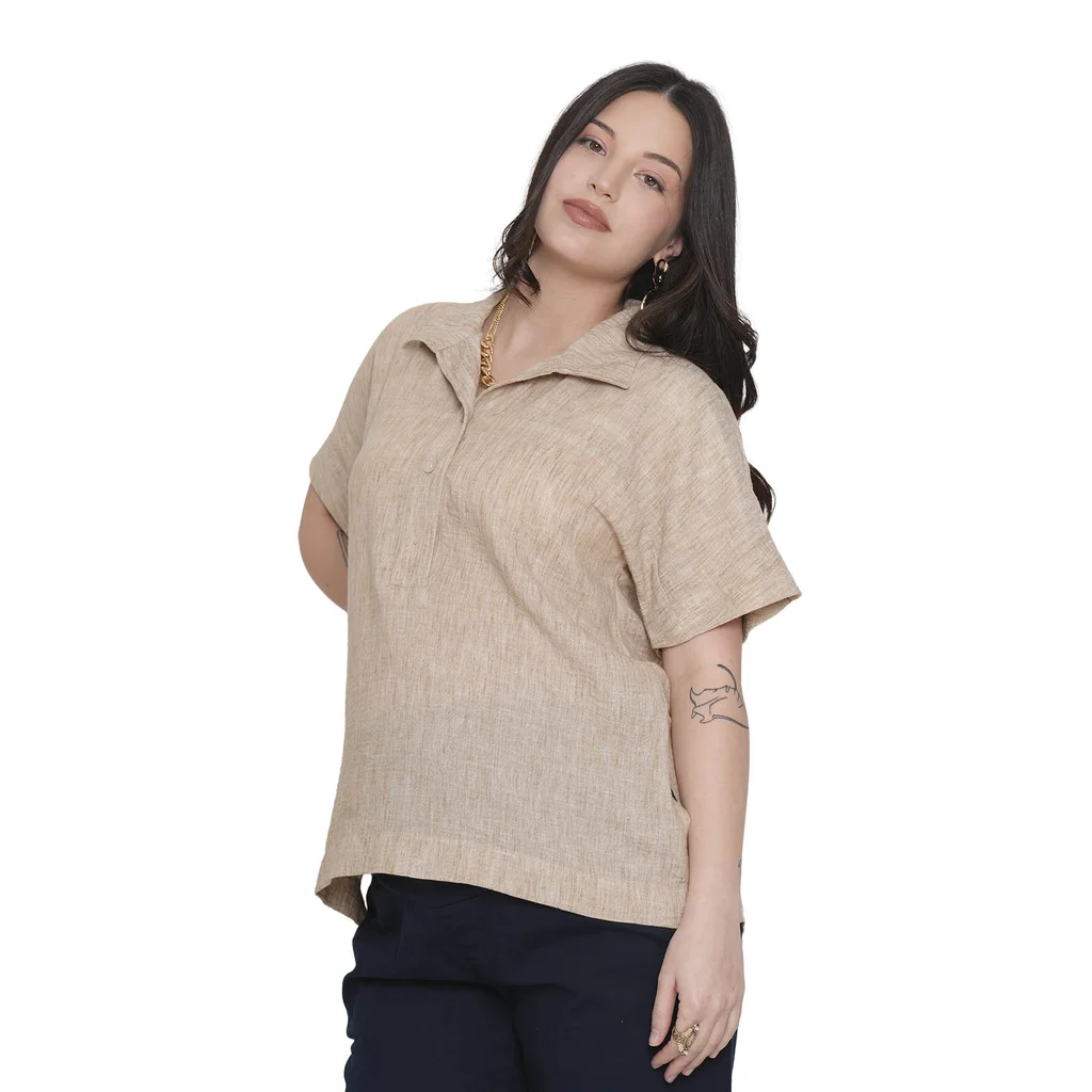 BLUSA LINO CON CANESU DELANTERO OVER SIZE