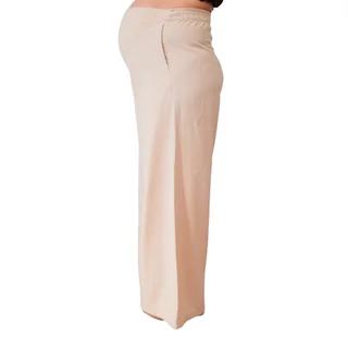 PANTALON DE LINO RIGIDO TIRO ALTO PIERNA AMPLIA CON FAJA DE ALGODON ELASTIZADO DELANTERO - Vista 3