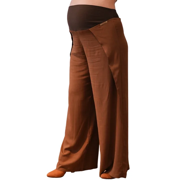 PANTALON SIMIL LINO ELASTIZADO CON ALETA EN LATERAL Y FAJA DE ALGODON ELASTIZADO EN PANZA