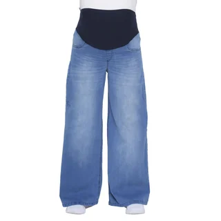 JEAN SUPER WIDE LEG CELESTE ELASTIZADO CON FAJA DE LAGODON EN CINTURA - Vista 2