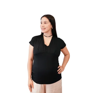 REMERA DE MODAL ELASTIZADA CON CRUCE DELANTERO Y CRUCE DE ESPALDA, CON SISTEMA PARA AMAMANTAR - Vista 2