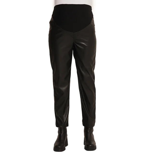 PANTLAON ECOCUERO TIRO ALTO CORTE JEAN CON FAJA DELANTERA DE ALGODON ELASTIZADO