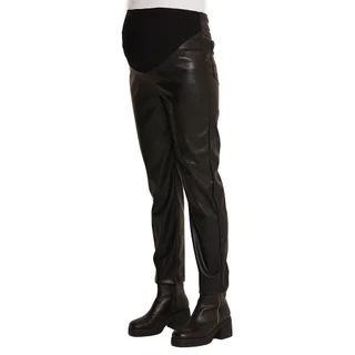 PANTLAON ECOCUERO TIRO ALTO CORTE JEAN CON FAJA DELANTERA DE ALGODON ELASTIZADO - Vista 2