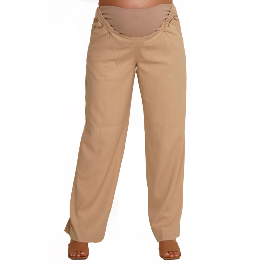 PANTALON LINO CORTE DE VESTIR CON CINTURA CAMBREADA DELANTERA Y FAJA ELASTIZADA EN PANZA