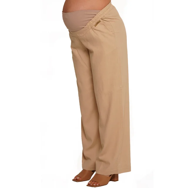 PANTALON LINO CORTE DE VESTIR CON CINTURA CAMBREADA DELANTERA Y FAJA ELASTIZADA EN PANZA