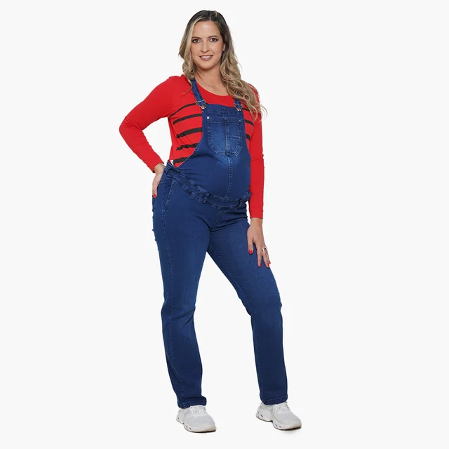 JARDINERO DE JEAN CON SISTEMA DE ELASTICOS PARA REGULAR CALCE DE LA PANZA
