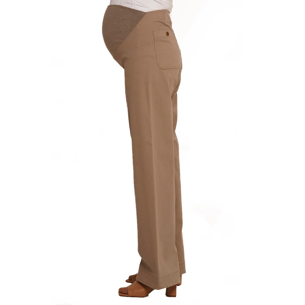 PANTALON GABARDINA ELASTIZADO PIERNA ANCHA CON FAJA DE ALGODON EN PANZA