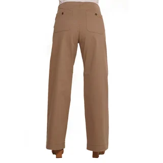 PANTALON GABARDINA ELASTIZADO PIERNA ANCHA CON FAJA DE ALGODON EN PANZA - Vista 3