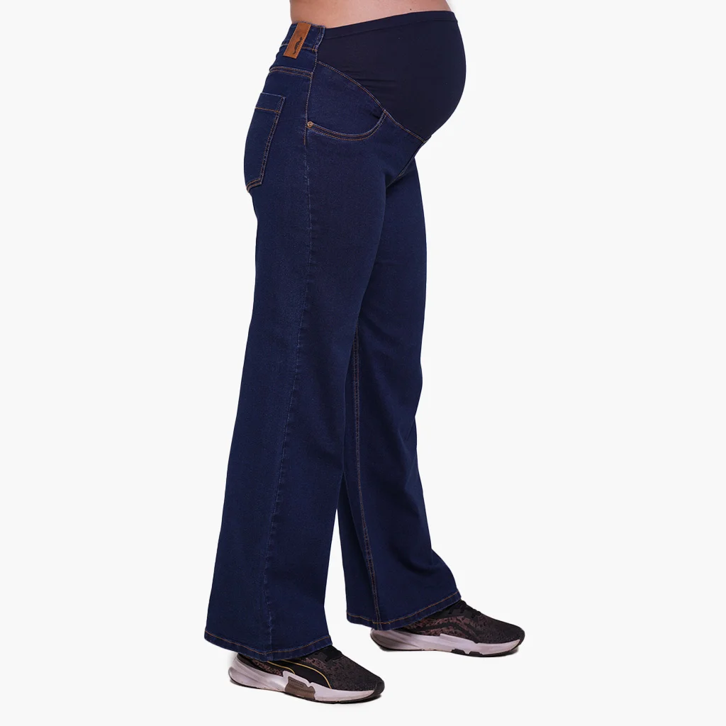 JEAN WIDE LEG TIRO ALTO CON FAJA ALGODON ELASTIZADA DELANTERA
