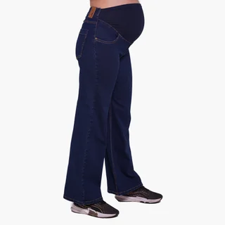 JEAN WIDE LEG TIRO ALTO CON FAJA ALGODON ELASTIZADA DELANTERA - Vista 4