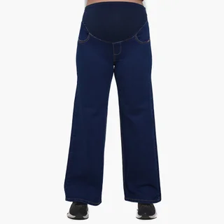 JEAN WIDE LEG TIRO ALTO CON FAJA ALGODON ELASTIZADA DELANTERA - Vista 1