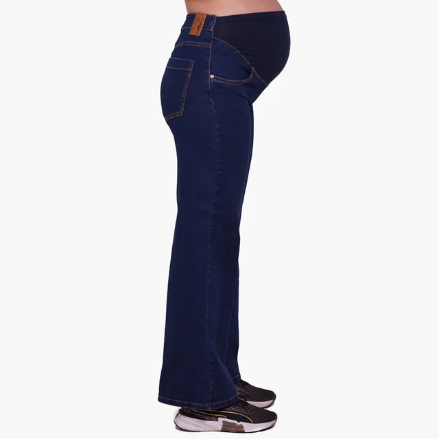 JEAN WIDE LEG TIRO ALTO CON FAJA ALGODON ELASTIZADA DELANTERA