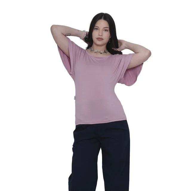 REMERA MODAL ELASTIZADO CON SISTEMA PARA AMAMANTAR DESDE LA MANGA