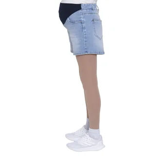 SHORT DE JEAN ELASTIZADO CELESTE CON MEDIA FAJA DELANTERA DE ALGODON ELASTIZADO - Vista 2
