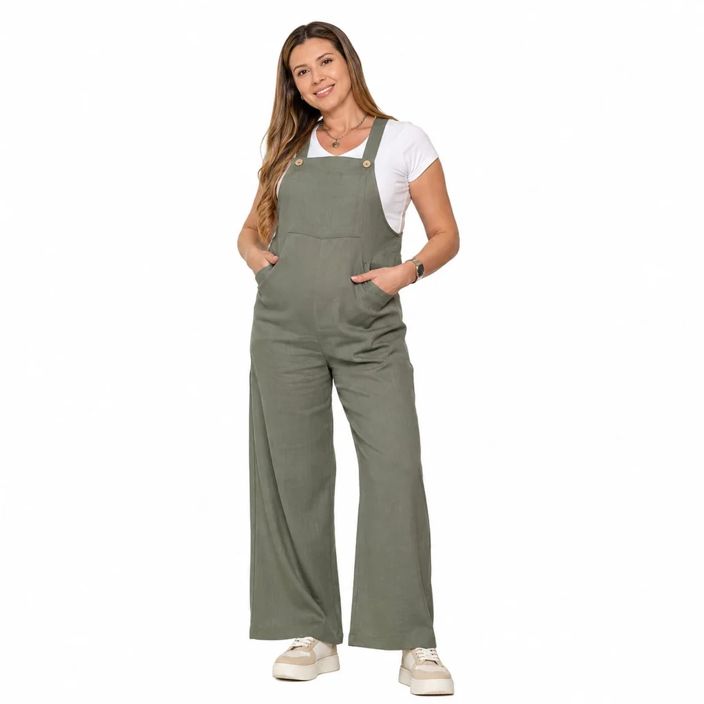 MONO LINO ELASTIZADO OVER SIZE CON BOLSILLOS LATERALES