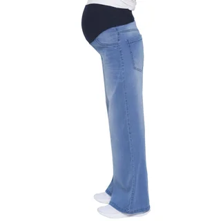 JEAN SUPER WIDE LEG CELESTE ELASTIZADO CON FAJA DE LAGODON EN CINTURA - Vista 3