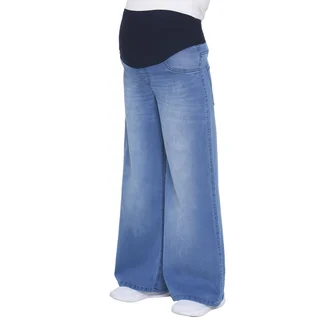 JEAN SUPER WIDE LEG CELESTE ELASTIZADO CON FAJA DE LAGODON EN CINTURA - Vista 4