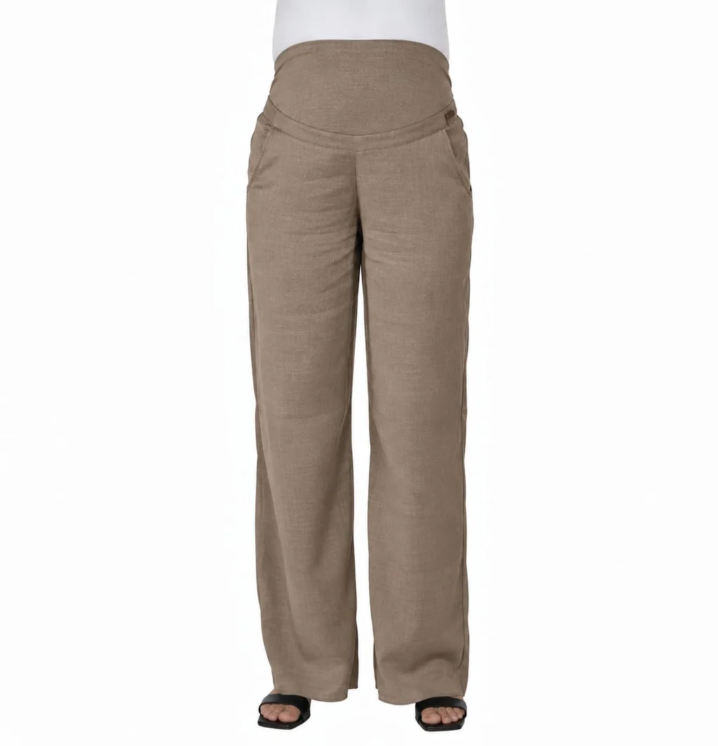 PANTALON SIMIL LINO RECTA CON FAJA EN PANZA ELASTIZADA
