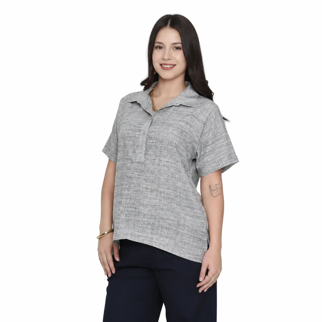 BLUSA LINO CON CANESU DELANTERO OVER SIZE